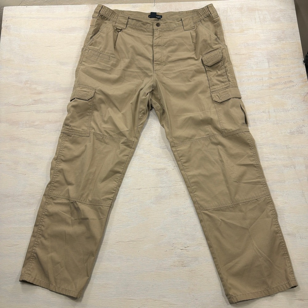 5.11 Tactical Pants Cargo Ripstop 38/32 Multi-Pocket Work Trousers Khaki Mens